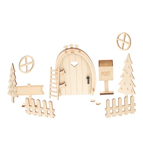 TOYANDONA 1 Satz Mini-Dinge unfertige Feentür Babyspielzeug Mini-Feen Mini-Hausverzierung Feenhaus weihnachtsdeko Christmas Decorations Feentür für den Garten weihnachtliche Minifiguren Holz von TOYANDONA