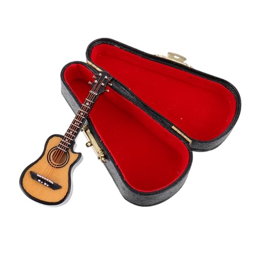 TOYANDONA Mini Gitarre Miniatur Gitarre Modell Statue Akustikgitarre Dekoartikel Mit Ständer Für Schreibtisch Geschenkidee Für Musikliebhaber Und Sammler Musikinstrument Miniatur Ornamente von TOYANDONA