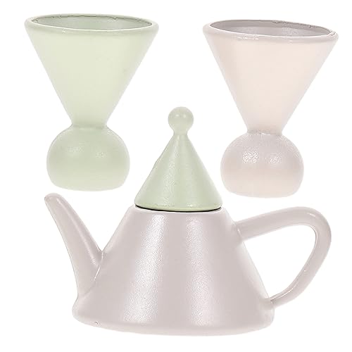 TOYANDONA 1 Satz Mini-Hausbedarf puppenhauszubehör Modellbau Mini-Wasserkocher Szenenstütze Mini- und Teetasse Rollenspielset Puppenhaus Teetasse Legierung von TOYANDONA