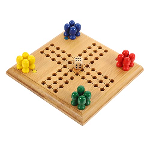 TOYANDONA 1 Satz Mini-Ludo Schachbrett Flugschach Schachspiele für hühner spielsachen für Frühpädagogisches tragbares Schachspielzeug Bambus von TOYANDONA