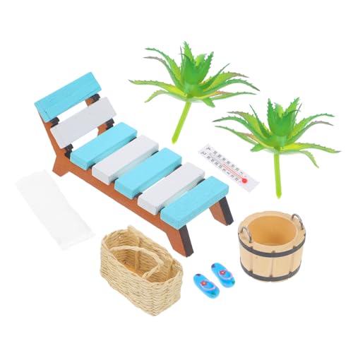 TOYANDONA 1 Satz Modell eines Loungesessels aus Holz Bienenwabe Miniaturen Muschel Figuren Puppenhaus Strandliege Strand Szenen Modell Mikrostrand- Mini-Puppenhauszubehör Stoff von TOYANDONA