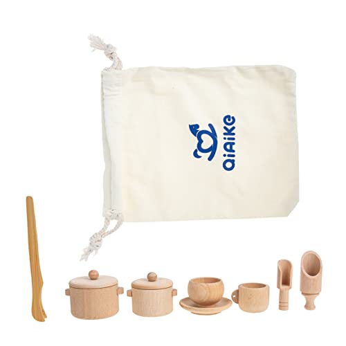 TOYANDONA 1 Set Holz Kinder Sensorischen Spielzeug Pretend Spielen Teegeschirr Miniatur Tee Kunst Kit Montessori Pädagogisches Spielzeug von TOYANDONA