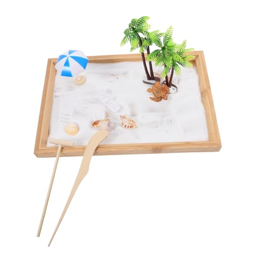 TOYANDONA 1 Satz Ocean Beach Sandtisch Sandkasten-kit Mini-sandkasten Für Den Schreibtisch Strandsandtablett Mikrolandschaftsfiguren Sandkasten Im Zen-Garten Strandspielzeugset Hölzern von TOYANDONA