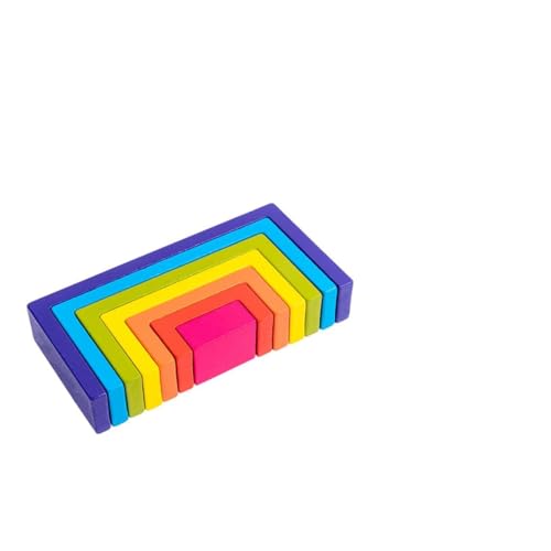 TOYANDONA 1 Satz Quadratische Regenbogen-bausteine Geometrischer Block Kindergartenbedarf Bausteine ​​Bauen Hölzern Colorful von TOYANDONA