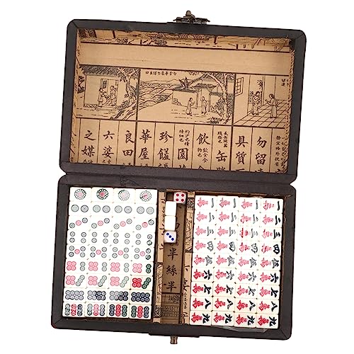 TOYANDONA 1 Satz Reise-Mahjong familienspiele Family Game Tragbares Mahjong-Set Fun Toy Chinesisches Mahjong-Spielzeug lustige Mahjong-Spielzeuge majiang Reisespielzeug Mahjong-Kit Holz von TOYANDONA