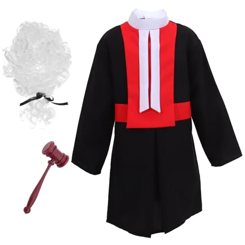 TOYANDONA 1 Satz Richteruniform Für Bausatz Befehl Gesetz Tag Rechtsanwalt Block Schiedsrichter Richterhammer Für Richtermantel Für Kleinkinder Party Perücke Polyester von TOYANDONA