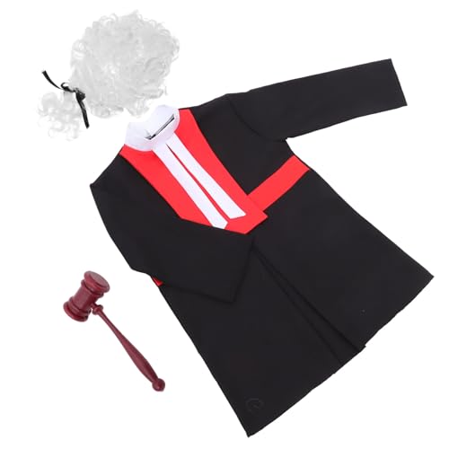 TOYANDONA 1 Satz Richteruniform für Kinder Richterkostüm für Kleinkinder Richter Perücke Kostüm halloweenkostüme für Kinder halloweenkostüme+für+Kinder Spielzeug für Rollenspiele Partyhammer von TOYANDONA