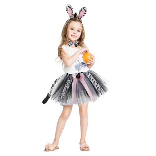 TOYANDONA 1 Satz Rock Anzug Tierkostüm Stirnband mit Zebraohren Zebra Ohren Stirnband Zebra-Kostümset Tier-Stirnband-Kostüm Ohren-Stirnband Cosplay-Rock Tutu-Rock Polyester (Polyester) von TOYANDONA