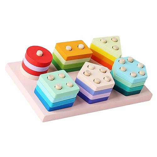 TOYANDONA 1 Satz Säulenset passend zu Bausteinen Puzzle kinderpuzzle Fun Toy Toys Sortierung Spinner Dame Kleinkind-Lernspiele für 2-5-Jährige Formsortierer Holz von TOYANDONA