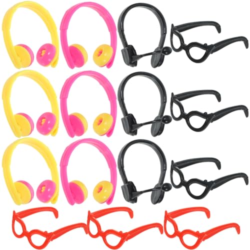 TOYANDONA 1 Satz Schnapsgläser Headset Kopfhörer Brille Anziehen DIY-Brillen-Requisiten Miniatur-brillenpuppen Puppenkostümzubehör Puppenbrillenverzierungen Winzige Gläser Plastik von TOYANDONA