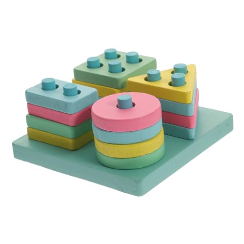 TOYANDONA 1 Satz Shape-Matching-spalte Spielzeuge Kinderspielzeug Kinder Rätsel Bausteine Kognitionsspielzeug Für Kinder Intelligenzspielzeug Holzbaustein Bausteinspielzeug Hölzern von TOYANDONA