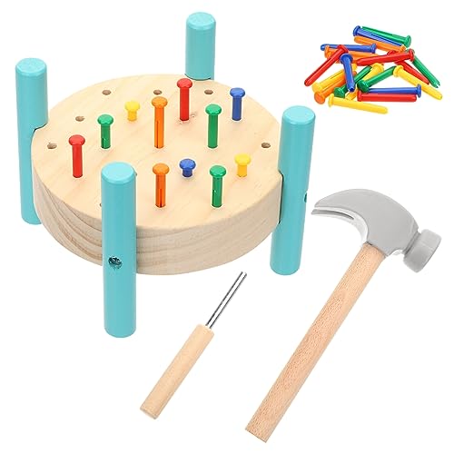 TOYANDONA 1 Satz Simulations-tippspiel Bildungsspielzeug Hämmer- Und Nagelspielzeug Heringe Aktivität An Der -werkbank Nägel Werkbankaktivität Für Kleinkinder Puzzle- Holz von TOYANDONA