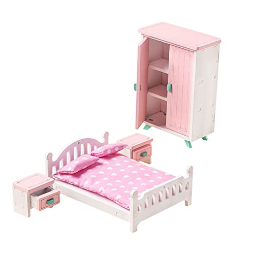 TOYANDONA 1 Set Miniatur Puppenhaus Schlafzimmermöbel Aus öbel Set Für Mini Einrichtung Mit Bett Und Nachttisch Für Kreatives Rollenspiel von TOYANDONA