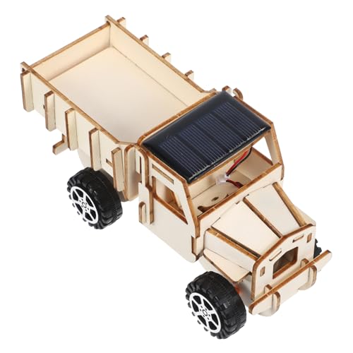 TOYANDONA 1 Satz Solar-Truck-Modell DIY-montagetechnik-experimente Solarauto-Experiment-Requisite Solarauto, Zusammenbauen Kleines Solarautospielzeug Lehrstütze Beige Kiefernholz von TOYANDONA