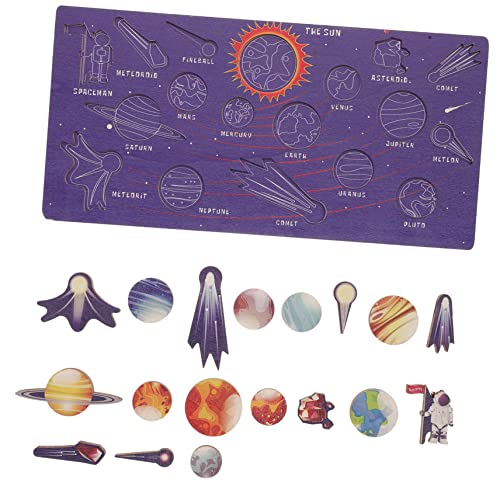 TOYANDONA 1 Satz Sonnensystem-Puzzle solar System Puzzle Planet Puzzle Sonnensystem Puzzles Spielzeug für Kinder im Sonnensystem Kognitions-Matching-Blöcke hölzerner Puzzleblock Holz von TOYANDONA