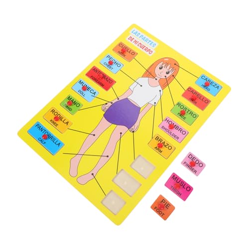 TOYANDONA 1 Satz Spanisches Rätsel Puzzle Körper Menschlich Werkzeug Lehrmittel Für Die Früherziehung Lehrmittel Für Die Kindheit Hilfsmittel Für Den Kindergarten Holz von TOYANDONA