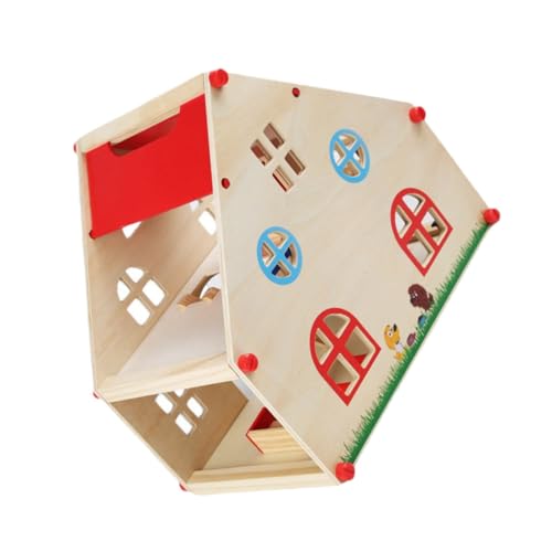 TOYANDONA 1 Satz Spielhaus Winziges Minihaus Kinderspielzeug Zum Puppenhausbau Miniaturhaus -Kits Miniatur-puppenhausmöbel Mini- Mini-Puppen Hölzern Rot von TOYANDONA