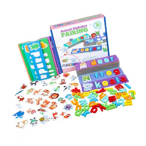 TOYANDONA 1 Satz Spielzeug Zur Alphabeterkennung Alphabet-Matching-Spiel Buchstaben-Flash-Karten Alphabet-rätsel Buchstaben-karteikarten Spielzeug Zum Paaren Von Tieralphabet Hölzern von TOYANDONA