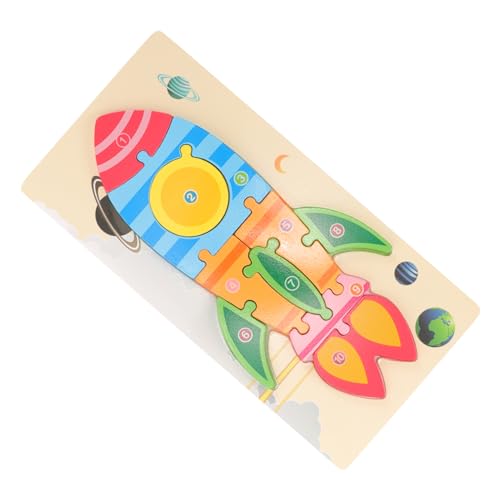 TOYANDONA 1 Satz Stereo - Block - Puzzle Junge Lernpuzzle Kleinkindspielzeug Raketenspielzeug Zappelspielzeug Babyspielzeug Säuglingsspielzeug Pädagogisches 3D - Puzzle Holz von TOYANDONA