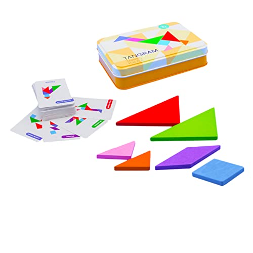 TOYANDONA 1 Satz Tangram Holzpuzzle Kidcraft-Spielset Kinder-Tangram-Puzzle Tangram-Rätsel für Kinder Kinderpuzzle Puzzlematte puzzlekleber Jigsaw Spielzeug Tangram-Puzzles hölzern Colorful von TOYANDONA