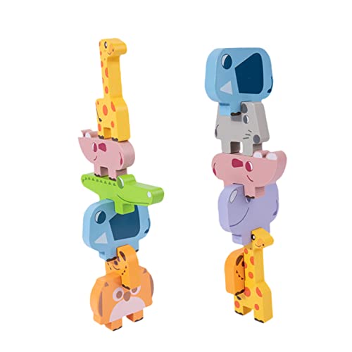 TOYANDONA 1 Satz Tier Türme Bausteine Puzzle-Spielzeug Kinder Bausteine Vorschul-stapelblock Brettspiel Spielzeug Tierisches Stapelspielzeug Spielzeug Für Die Frühe Entwicklung Holz von TOYANDONA