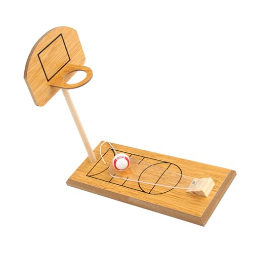 TOYANDONA 1 Satz Tischbasketballspiel Basketball Spiel Basketball drinnen Kinder holzspielzeug Mini Basketball Hoop Mini-Basketballspielzeug Finger-Basketballspiel Hölzern Light Brown von TOYANDONA