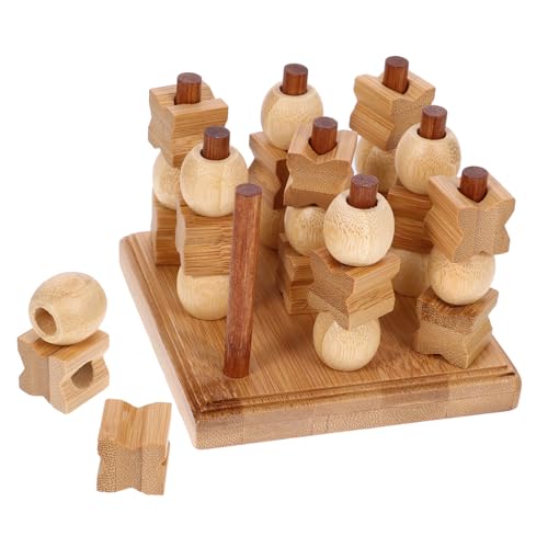 TOYANDONA 1 Satz -Toe Denkspiel Bauen Lernspielzeug Für Das Gehirn Xo Tischspiel Schachbrett Für Kinder Schachspiel Spielzeug 3D Verbinden Schach Reise-brettspiel Hölzern von TOYANDONA