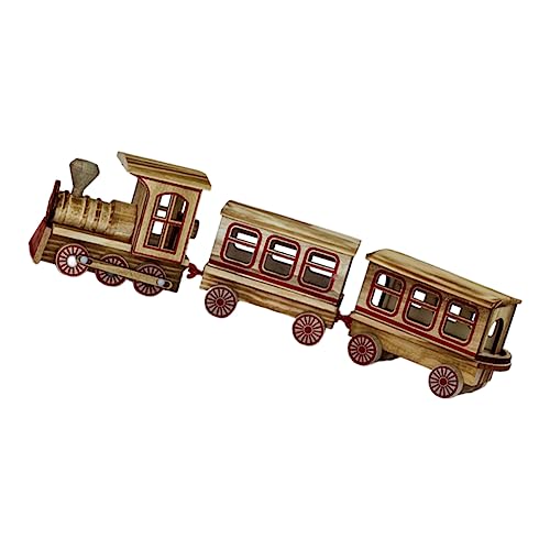 TOYANDONA 1 Satz Weihnachtszug Aus Holz Kreativer Kleiner Zug Zugmodellverzierung Dekorationen Spielzeugauto Eisenbahn Züge Puzzle Baum Weihnachtsschnellzug Weihnachtszug Licht Figur Hölzern von TOYANDONA