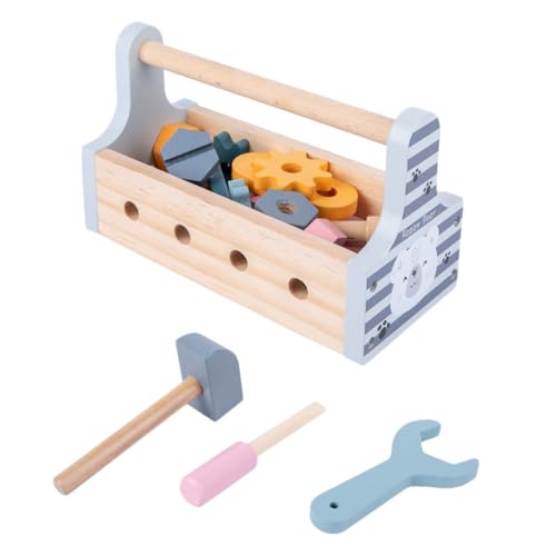 TOYANDONA 1 Satz Werkzeugkasten Bauarbeiter-Spielzeug Kinderspielzeug Kinderanzug Kinder werkzeugkoffer kinderwerkzeugkisten Kinder reparieren kit Spielzeug Lernspielzeug aus Holz hölzern von TOYANDONA