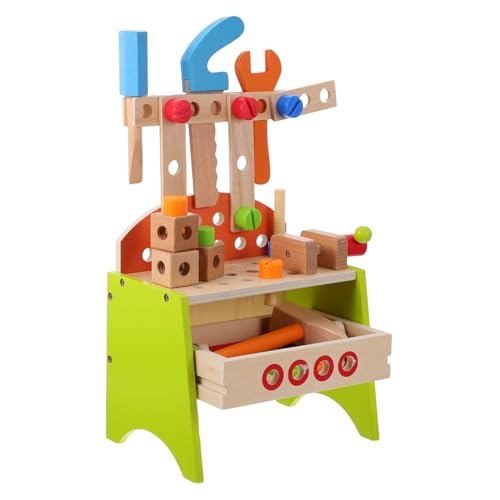 TOYANDONA 1 Satz Werkzeugtisch werkzeugkoffer Werkzeugkasten Handwerkszeug Set simulierter Werkzeugtisch interessantes Kinderspielzeug Holz von TOYANDONA