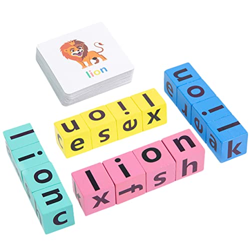 TOYANDONA 1 Satz Wortbuchstabierspiel Lernspielzeug Puzzle für Kleinkinder Kinder entwicklung kindliche entwicklung Kinder Lernen Spielzeug Englische Wörter Buchstabieren Blöcke hölzern von TOYANDONA