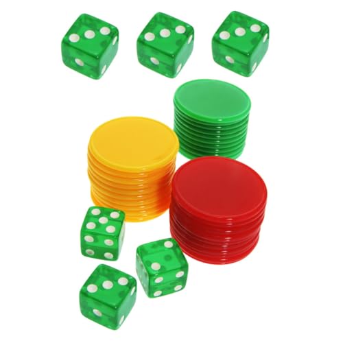 TOYANDONA 1 Satz Würfel-Chip-Set Lernzähler-Chip tragbare Würfelspiel-Requisite Farbzählchip unterhaltungsspiele Spiele für draußen interessantes Würfelspiel Spielzubehör Kunststoff Acryl von TOYANDONA
