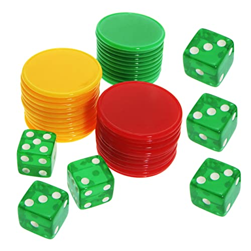 TOYANDONA 1 Satz Würfel-chip-Set Würfelspiel Farbzählchip 6-seitiger Spielwürfel Leere Spielchips Tragbare Pokerchips Leere Würfel Lernzähler-chip Leere Chipkarte Jetons Kunststoff Acryl von TOYANDONA