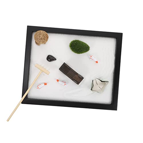 TOYANDONA 1 Satz Zen-Sandtisch tablett dekor Sandtischkunst Herzstück Tischdekoration Japanisches Dekor Schreibtisch Dekoration Home Decor Zen-Sandbox-Modell Meditationsschmuck MDF Black von TOYANDONA