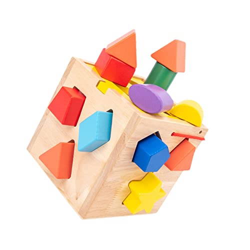 TOYANDONA 1 Satz Zwölf-Loch-Intelligenzbox geometrische Formblöcke Form bausteine ​​Spielzeug Puzzle-Lernspiel spaß Kinder formpassendes Spielzeug pädagogisches Spielzeug hölzern Colorful von TOYANDONA