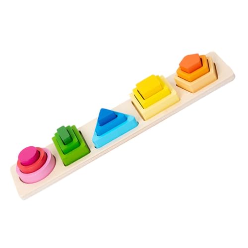 TOYANDONA 1 Satz geometrisches Holzspielzeug Formpuzzle für Kinder Geometrieform kognitives Spielzeug Formenpuzzle Lernen Form-Puzzle-Entwicklungsspielzeug Kinder Blöcke hölzern Colorful von TOYANDONA