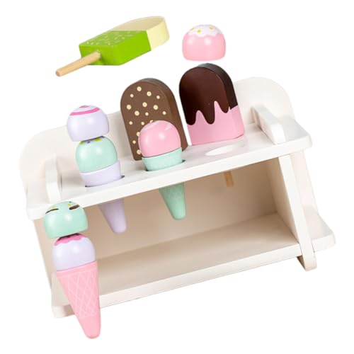 TOYANDONA 1 Set Eisstation Eiscreme holzspielzeug Schaufensterdekoration Eiscreme Dekoration Educational Toys spielzeuge Eiscreme-Holzmodell künstliches Holzeis hölzern Weiß von TOYANDONA