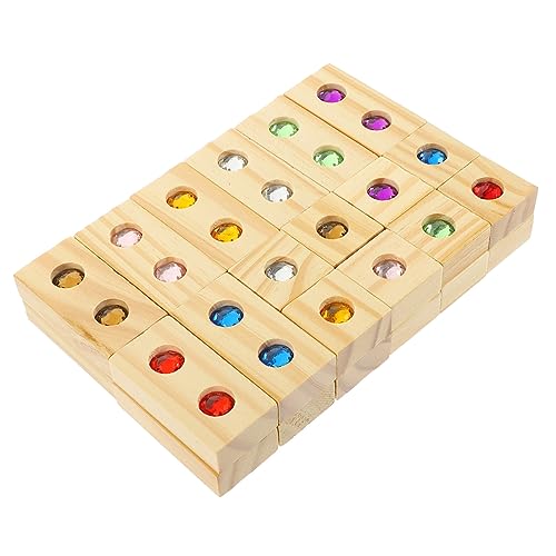 TOYANDONA 1 Set Holzbausteine Mit Edelsteinen Inlay Bunte Stapelspielzeuge Für Sensorisches Zur Der Kreativität Und Motorik 32 Teile von TOYANDONA