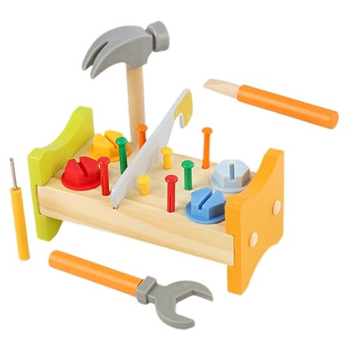 TOYANDONA Garten Kinder Werkzeug 1 Set Holzspielzeug Werkzeugkasten Für Kleinkinder Lernspielzeug Mit Holzhammer Und Einschlagnägeln Pounding Peg Werkbank Für Babys Und Holzspielzeug Baby von TOYANDONA