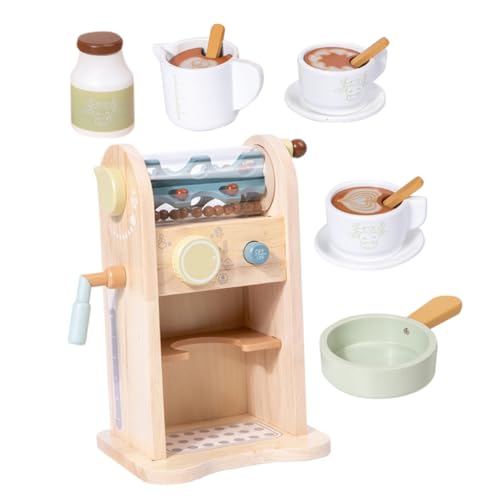 TOYANDONA 1 Set Kaffeemaschine Kaffeemaschine Mini Kaffeemaschine Küchenspielzeug Küchengeräte Lustiges Kinderspielzeug Puppenhaus Interaktives Küchenspielset Aus Holz von TOYANDONA