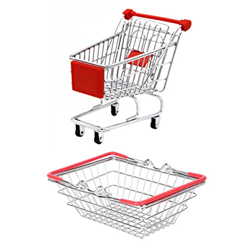 TOYANDONA 1 Set Lebensmittelkorb Aus Schmiedeeisen Aufbewahrungskorb Aus Weide Spielzeugwagen Für Mädchen Mini Supermarkt Lebensmittelspielzeug Für Mädchen Chip Körbe Einkaufskorb von TOYANDONA