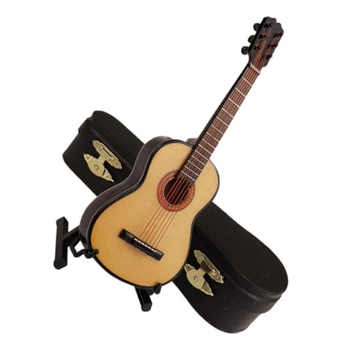 TOYANDONA 1 Set Mini Gitarre Modell Miniatur Gitarre Spielzeugpuppe Musikinstrument Mini Gitarre Mini Puppe Gitarre Dekorationen Puppenhaus Zubehör Mini von TOYANDONA