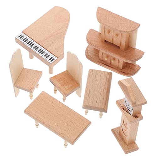 TOYANDONA 1 Set Mini Tisch Und Stühle Puppenhausmöbel Puppenhaus Minimöbel Puppenhausmöbel Puppenhauszubehör Mini Instrumente Miniatur Klavier Aus Holz von TOYANDONA