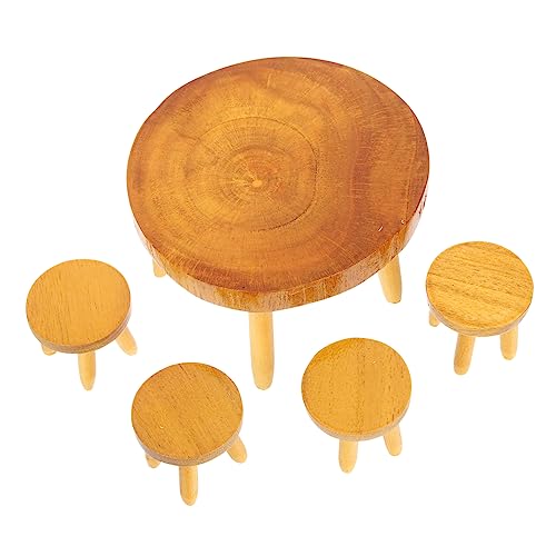 TOYANDONA 1 Set Puppenhaus Tisch Und Stühle Stuhl Für Tische Mini Spielzeughaus Vintage Wohndekor Kindertisch Und Stuhl Kindertisch Und Stühle Esszimmertisch Tisch Stühle Holz von TOYANDONA