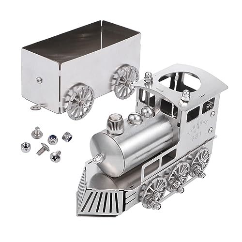 TOYANDONA 1 Set Retro Dampflok Modell Aus Edelstahl Luxuriö Tischdekoration Für Eisenbahnliebhaber Einzigartiges Desktop Deko Element Mit Waggon Nostalgischer Stil Geschenkidee Für von TOYANDONA