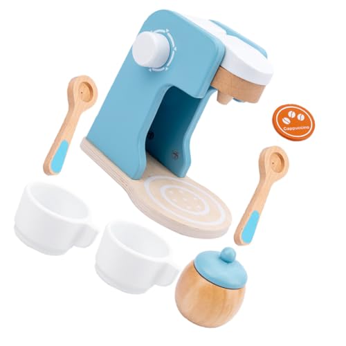 TOYANDONA 1 Set Simulierter Toaster Kaffeemaschine Kaffeemaschine Espressomaschine Mini Espressomaschine Espressomaschinen Kinderzubehör Küchengeräte Himmelblau Aus Holz von TOYANDONA