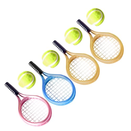 TOYANDONA 1 Set Simuliertes Tennis Mini Gadgets Schläger Netz Schlägerbälle Badminton Tragbare Wohnaccessoires Puppenhaus Zubehör Puppenzubehör Fotografie Requisiten Modell Aus von TOYANDONA