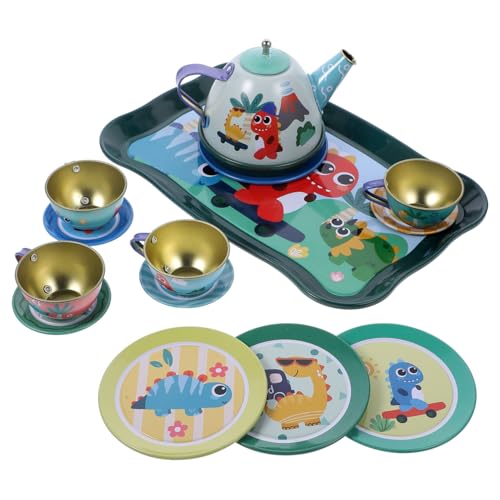 TOYANDONA 1 Set Spielhaus Teeservice Kleines Teegeschirr Spielset Weihnachten Mädchen Mini Teekessel Mini Teetasse Weißblech von TOYANDONA