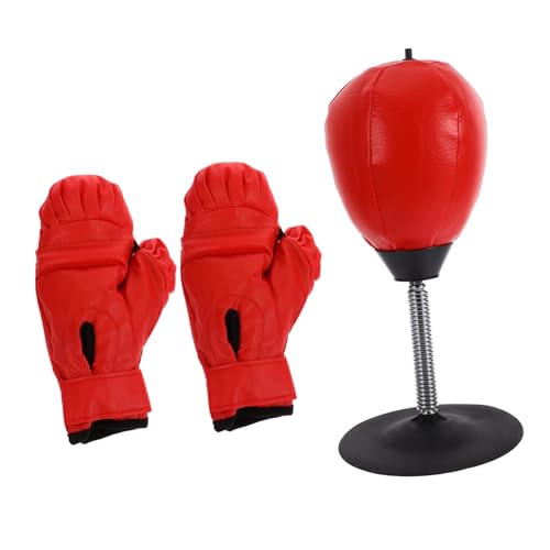 TOYANDONA 1 Set Tisch Boxball Mit Saugfuß Reflex Boxball Für Und Erwachsene Inklusive Handschuhe Und Aufblaser Rotes Design Für Fitness Und Reaktionsfähigkeit von TOYANDONA