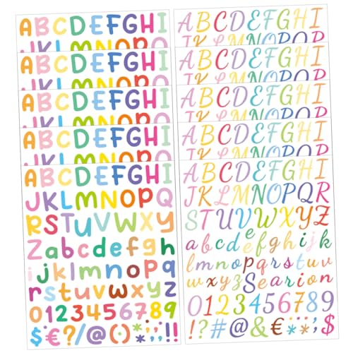 TOYANDONA 10 Blätter Bunte Buchstabenaufkleber Briefbrett Zeichen Briefe Für Schwarzes Brett Aufkleber Für Alphabet-Aufkleber Briefe Ans Schwarzes Brett Vinyl-Aufkleber Colorful von TOYANDONA